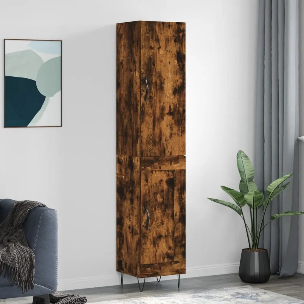 Credenza Rovere Fumo 34,5x34x180 Cm İn Legno Multistrato /