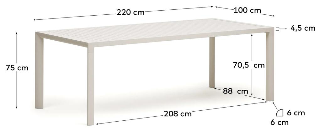 Kave Home - Tavolo da esterno Culip in alluminio finitura bianca 220 x 100 cm