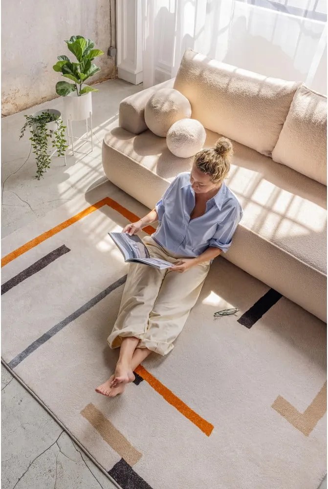 Tappeto arancione/color crema 80x150 cm Linea – Universal