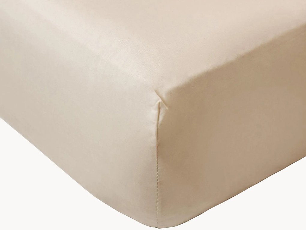 Lenzuolo con angoli boxspring in percalle di cotone Cream