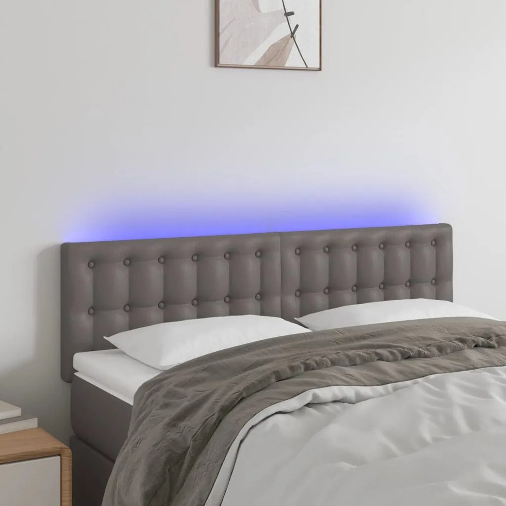 Testiera A Led Grigio 144x5x78/88 Cm İn Similpelle /