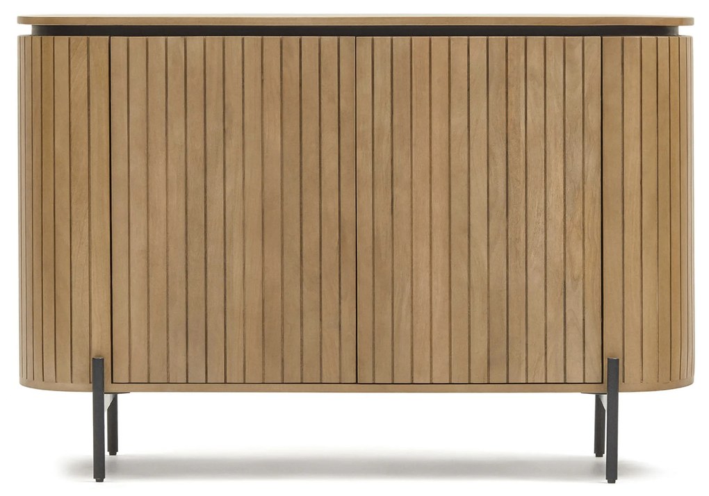 Kave Home - Credenza Licia 2 ante in legno massello di mango e metallo verniciato nero 120 x 80 cm