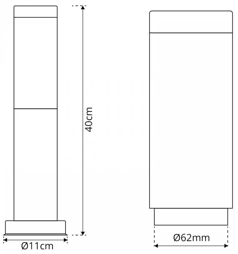Paletto da Giardino 40cm, acciaio inox CORTEN, IK06, IP54, base E27 Base E27