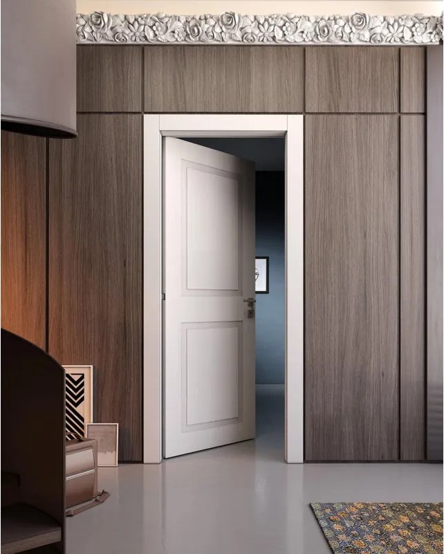 Porta interna a battente Monaco in legno laccato colore bianco, L 60 x H 210 cm, apertura reversibile