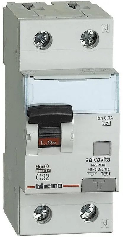 Interruttore magnetotermico BTICINO 1P+N 32A  2M  230 V BTDIN60