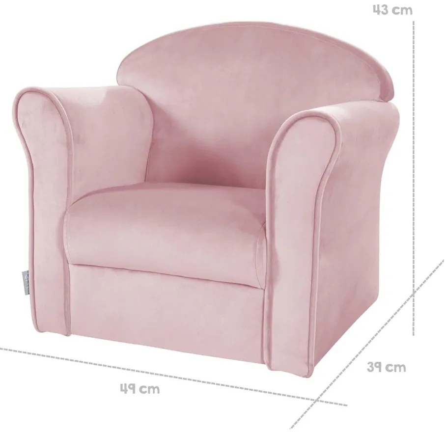 Sedia per bambini in velluto rosa chiaro Lil Sofa - Roba