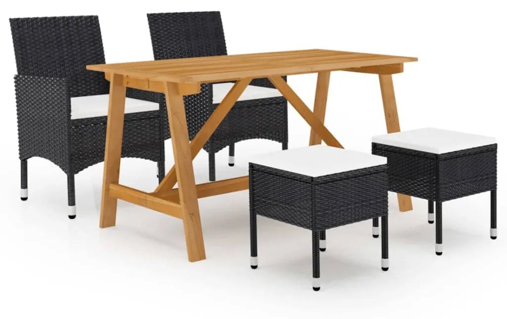 Set mobili da pranzo per giardino 5 pz nero