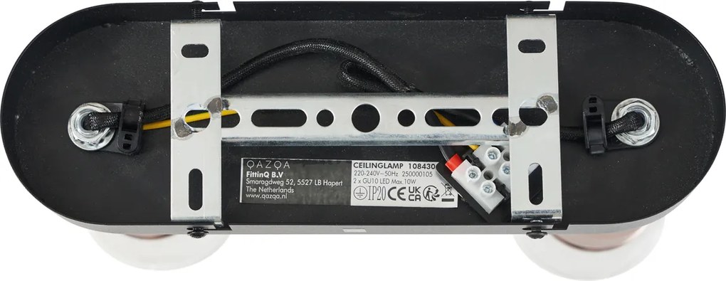 Faretto da soffitto arrotondato bronzo scuro 2 luci regolabile - Veerle