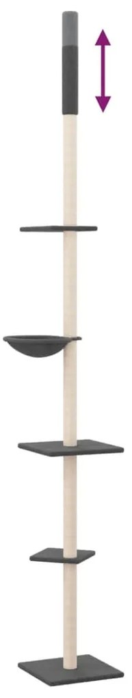 Albero per gatti pavimento soffitto grigio scuro 263,5-289,5 cm