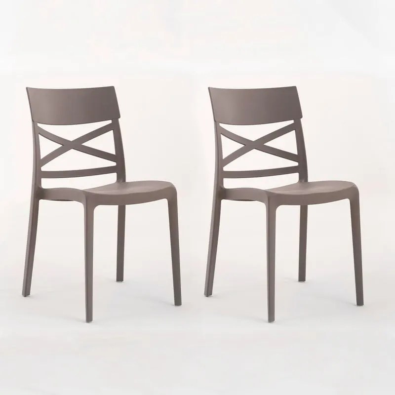 Sedia da giardino London Cross NEW GARDEN tortora, set da 2 pezzi
