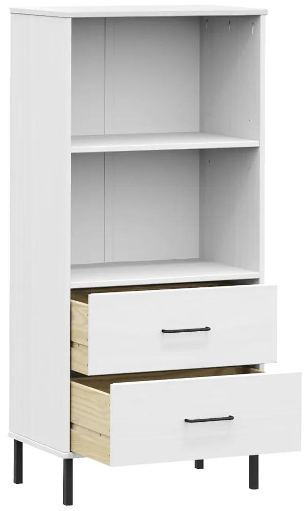 Libreria 2 cassetti bianco 60x35x128,5 cm legno massello oslo