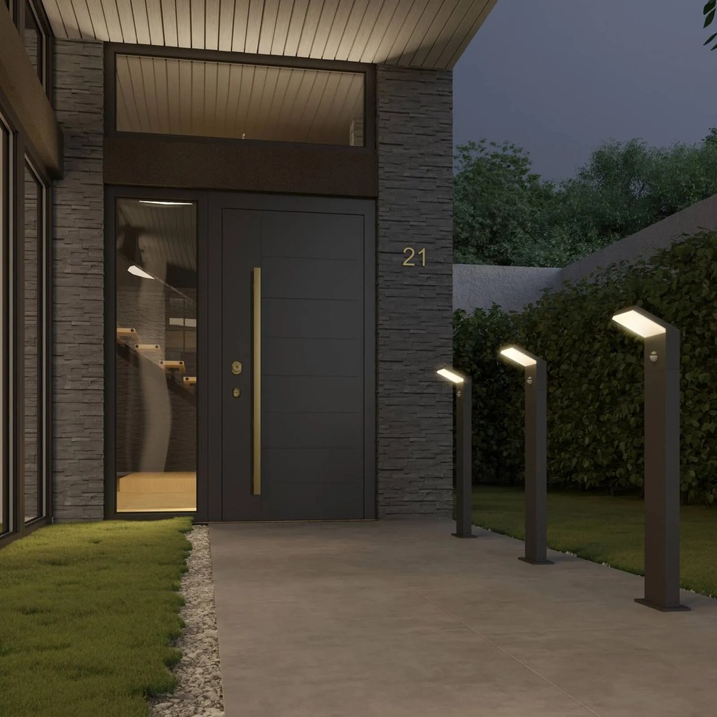 Arcchio lampione a LED Yolena, sensore, 100 cm, antracite Yolena, Nero, Alluminio, Moderno