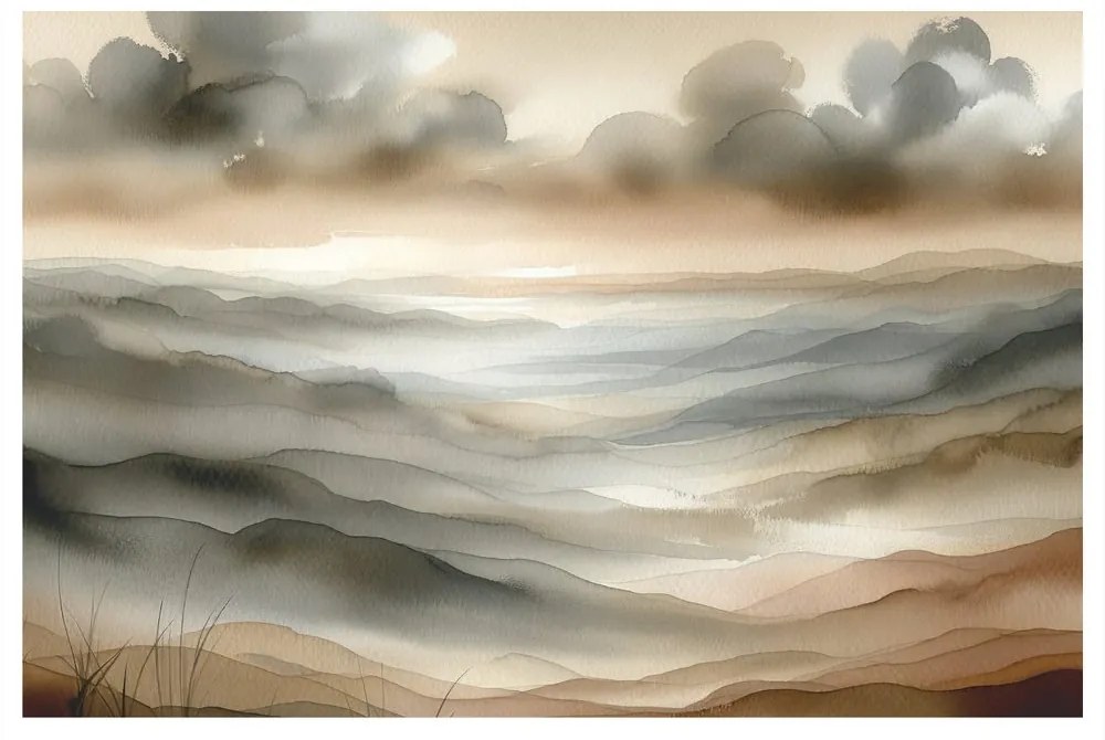 Quadro su tela – Paesaggio nella nebbia e marrone