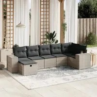 Set Divani da Giardino 7 pz con Cuscini Grigio in Polyrattancod mxl 90831