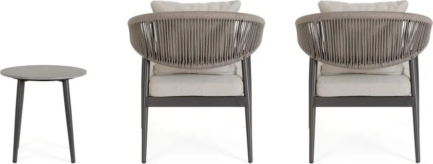 Set di mobili da giardino color kaki/grigio tortora in alluminio per 2 persone Millor – Bizzotto