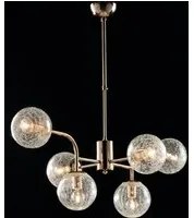 Sospensione Design Moderno Contemporaneo Oro Lucido Con Vetri 6 Luci Ikarus