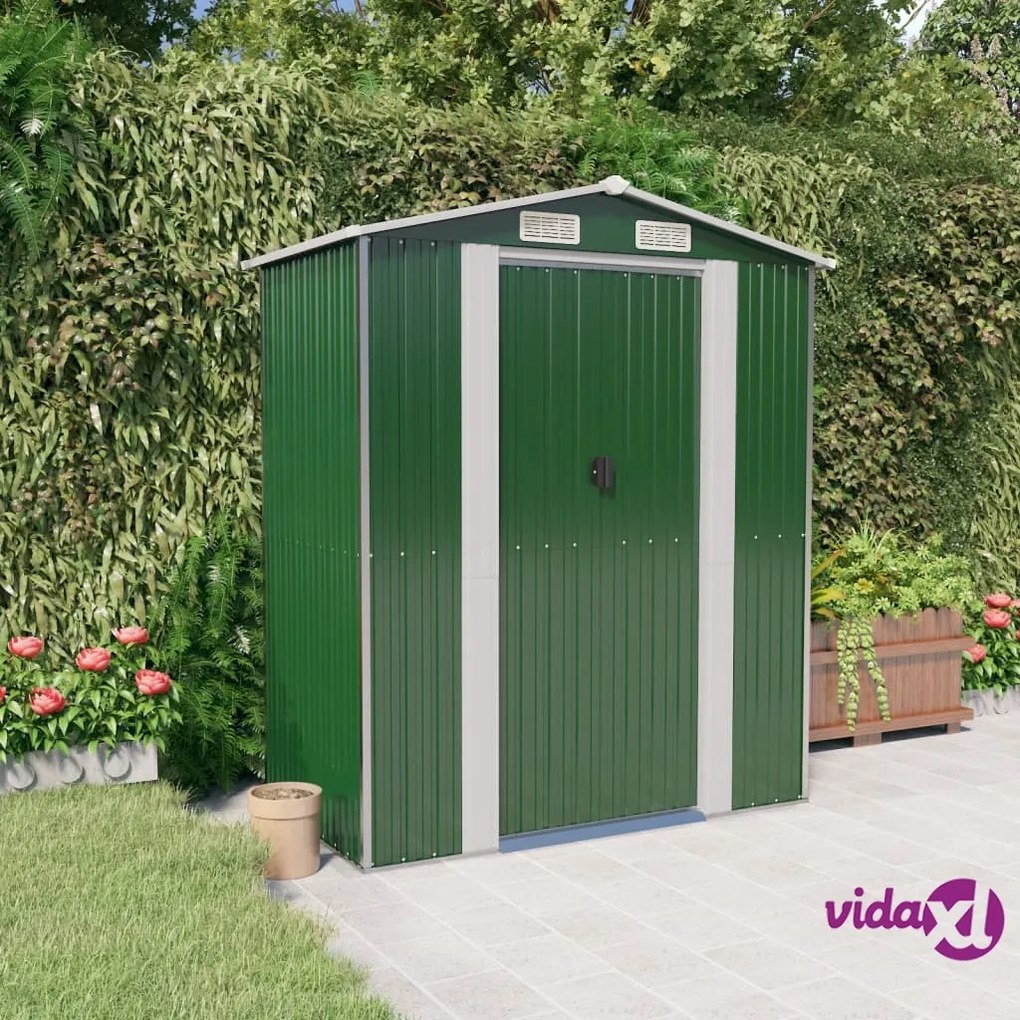 vidaXL Capanno da Giardino Verde 192x108x223 cm in Acciaio Zincato