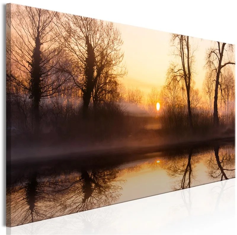 Quadro Winter Sunset (1 Part) Narrow  Colore Arancione, Dimensioni e Misure 120x40