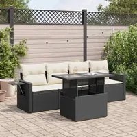 Set Divani da Giardino 5 pz con Cuscini in Polyrattan Nero 3326397