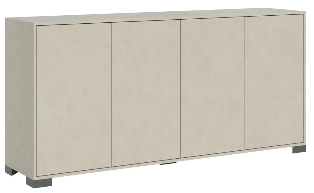 Madia e Porta TV Lumina con ante in bianco lucido e cashmere, Bianco Lucido / Porta TV 2 ante