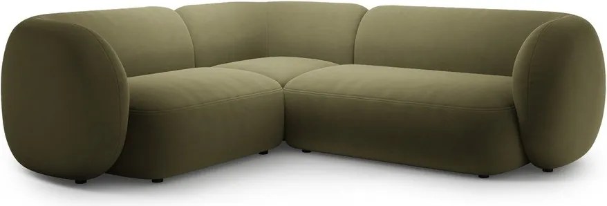 Divano angolare verde (con penisola a sinistra/a L) con rivestimento in velluto Kate – Micadoni