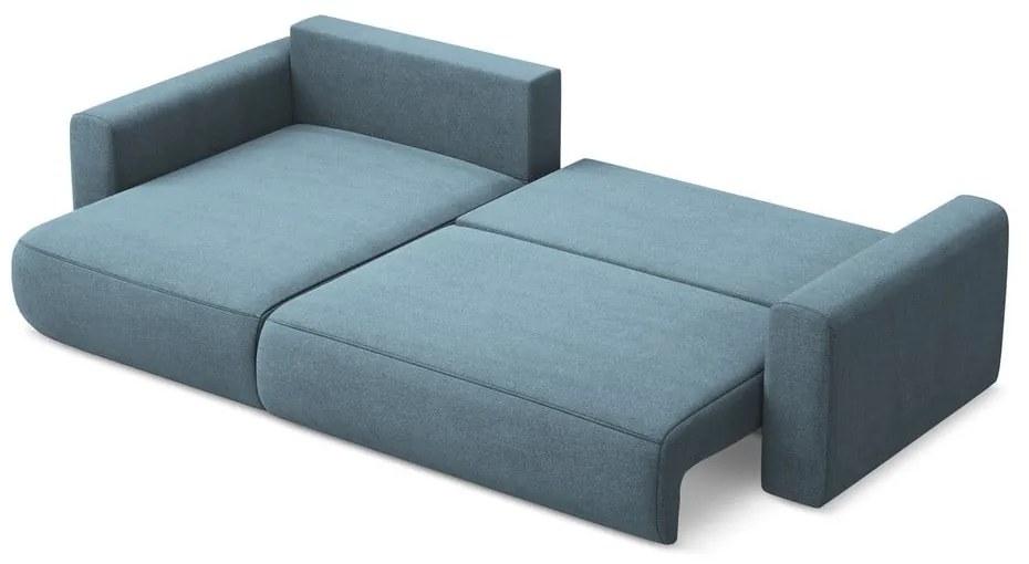 Divano angolare azzurro allungabile/con contenitore (con penisola a sinistra/con chaise lounge) Kapua – Makamii