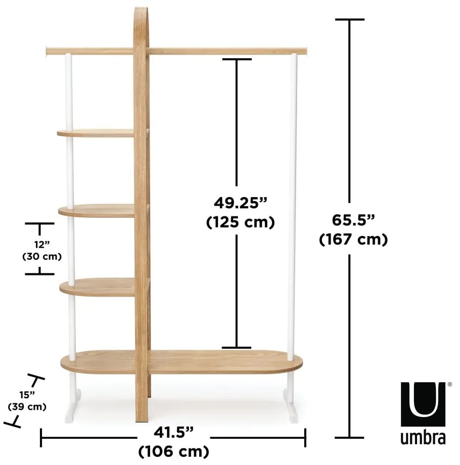 Set da corridoio in legno naturale di eucalipto bianco Bellwood - Umbra