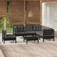 Set Divani da Giardino 6 pz con Cuscini Neri in Legno di Pino cod mxl 44242