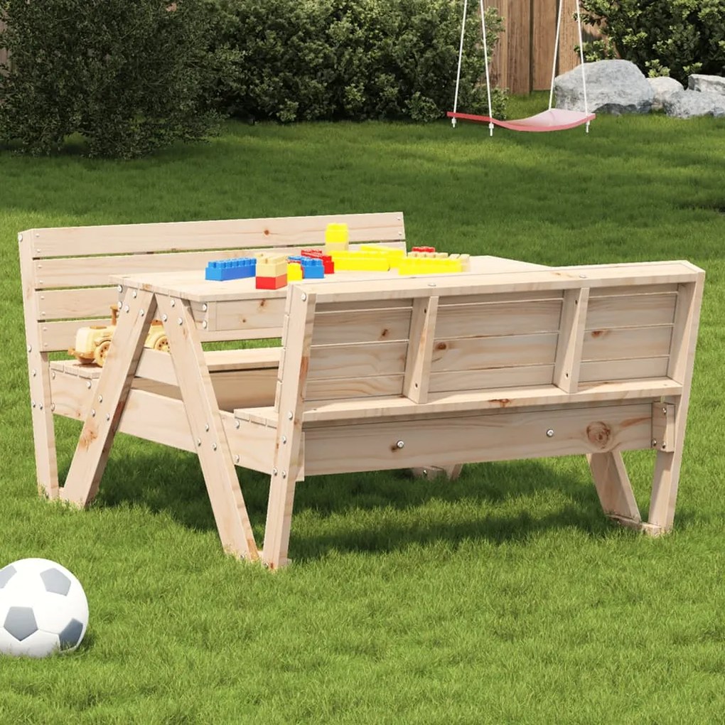 Tavolo Da Picnic Per Bambini 88x122x58cm Legno Massello Di Pino /