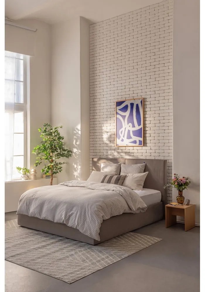 Letto matrimoniale imbottito grigio tortora con contenitore con rete inclusa 180x200 cm Thessa Bold – Bonami Selection