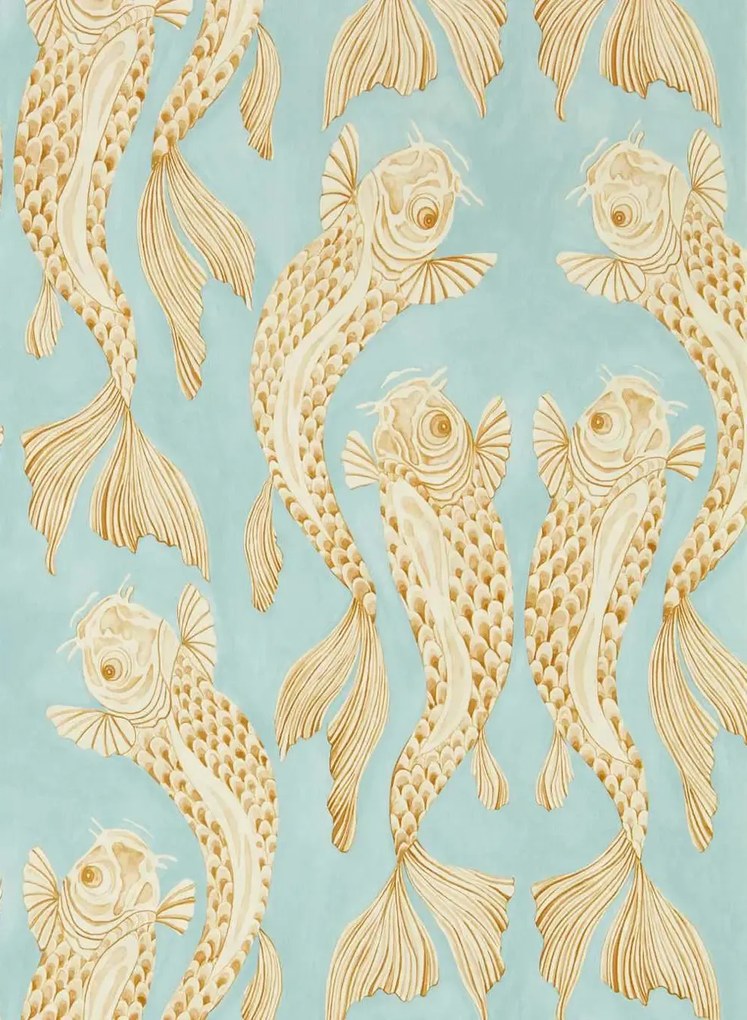 Sanderson Carta da parati Voyaging Koi - Clear Sky/ Persimmon