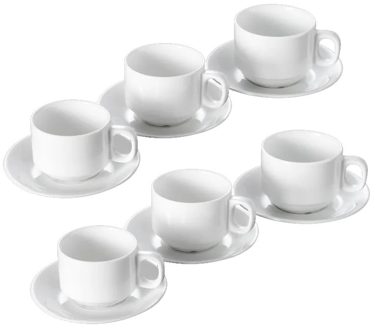 Set da 6 Tazzine da Caffè Espresso Bianche Con Piattini Classico