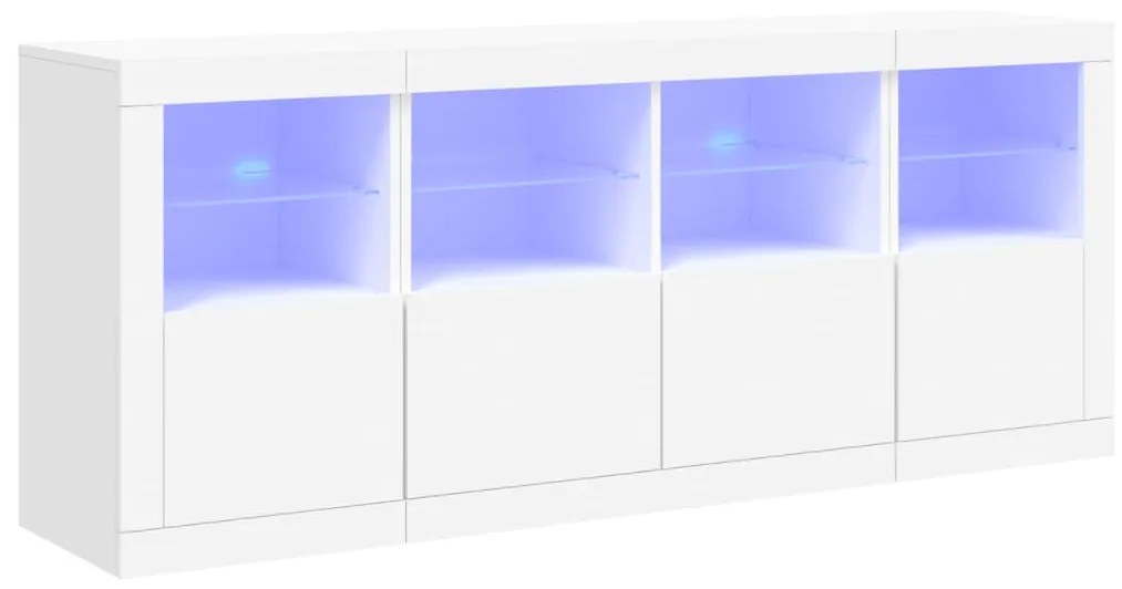 Credenza con luci led bianca 163x37x67 cm