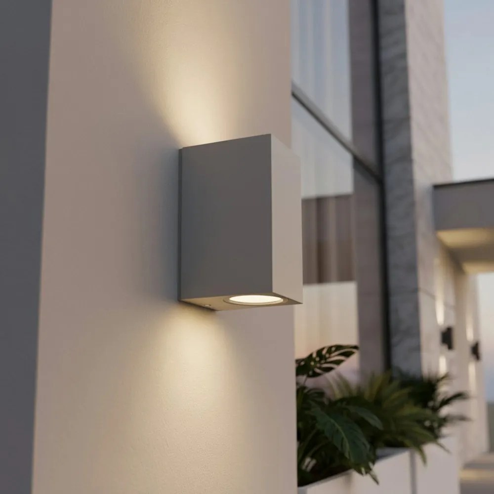 Applique Rettangolare Bidirezionale IP65 - GU10 Grigio Base GU10