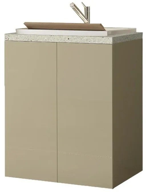 Mobile lavatoio tortora 71x65 cm con ante e vasca in resina Wanda