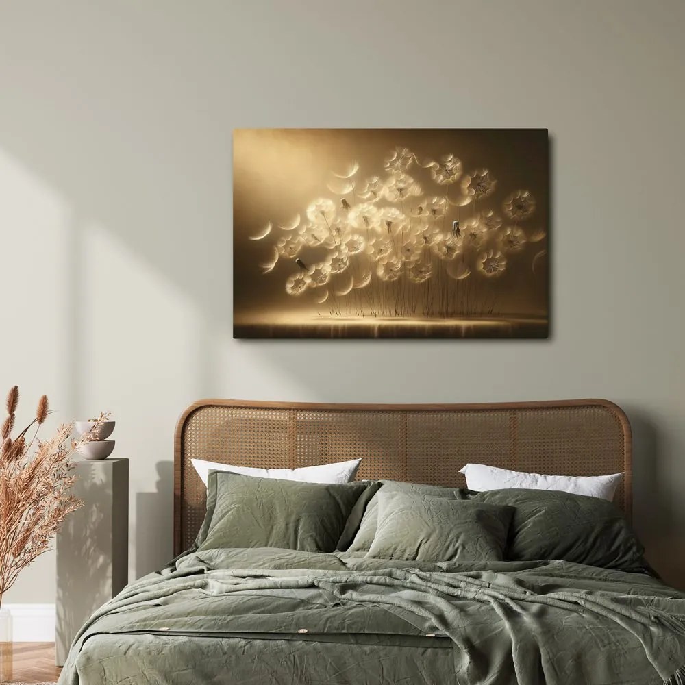 Quadro su tela – Soffioni nel bagliore dorato