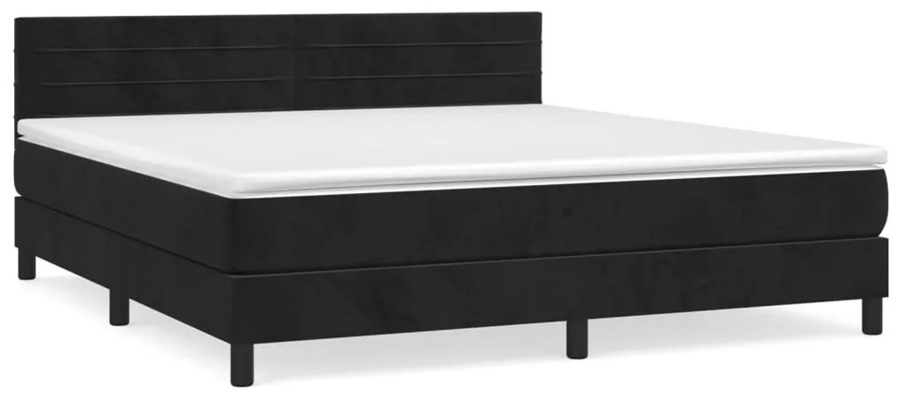 Giroletto a molle con materasso nero 180x200 cm in velluto