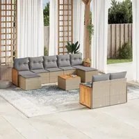 Set Divano da Giardino 10 pz con Cuscini Beige in Polyrattan 3228089