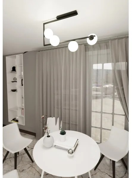 Lampadario a sospensione con supporto rigido SOMA 4xE14/10W/230V nero/bianco