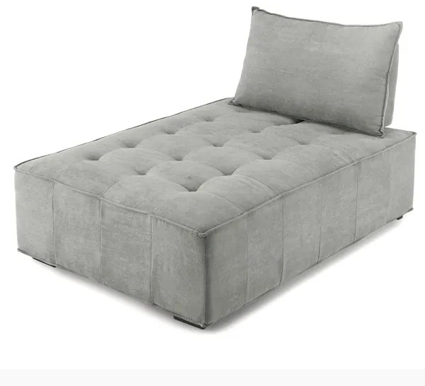 Divano modulare chaise longue 109x154 cm CARROLL tessuto Grigio Chiaro