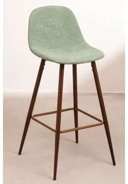 Confezione Da 4 Sgabelli Alti In Velluto A Coste Glamm Verde Menta & ↑75 Cm & Legno Scuro - Sklum