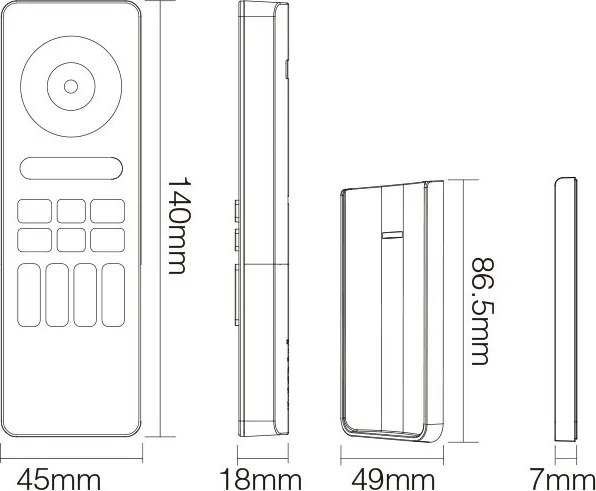 Telecomando con Base Magnetica RGB RGBW RGB+CCT 4-Zone - Nero Colore Nero