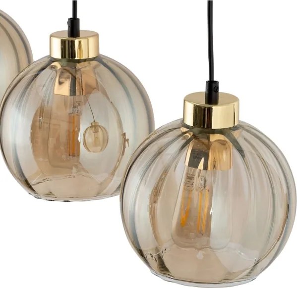Lampadario LED a sospensione DEVI 3xE27/15W/230V nero/beige fumé