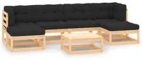 Set Salotto Giardino 7 pz Cuscini Antracite Legno Massello Pino 3083885