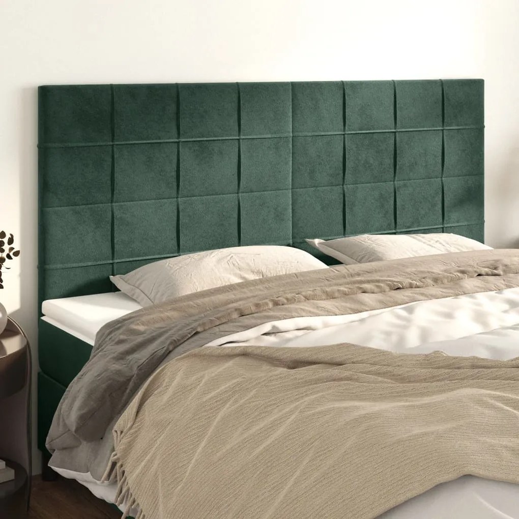Testiera 4 Pz Verde Scuro 90x5x78/88 Cm İn Velluto /