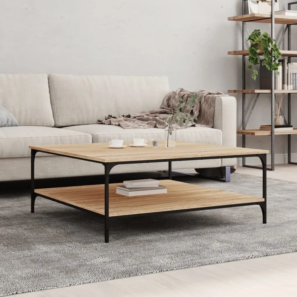 Tavolino Salotto Rovere Sonoma 100x100x40 Cm Legno Multistrato /
