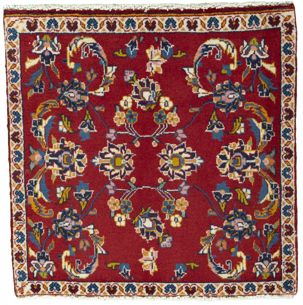 Kashan Tappeto persiano 60x60 Rosso (Iran) Annodato A Mano