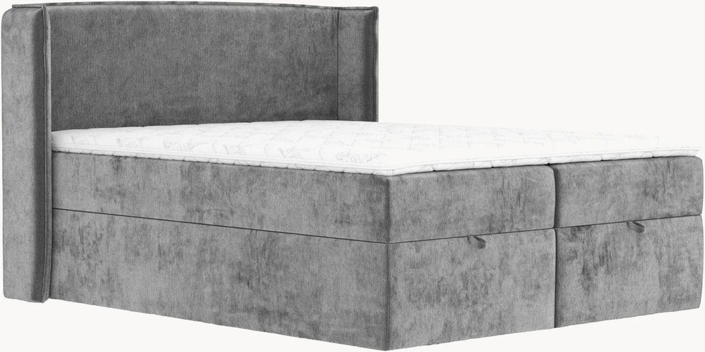 Letto boxspring in ciniglia fatto a mano con contenitore Passion, H4