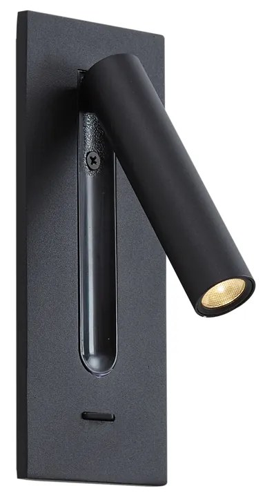 Lampada da parete moderna nera con LED inclusi - Plaza