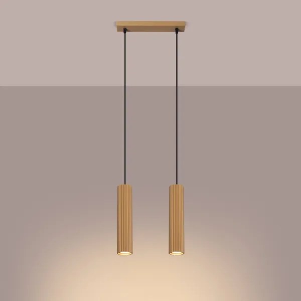 Sollux SL.1555 - Lampadario a sospensione con filo KARBON 2xGU10/10W/230V oro
